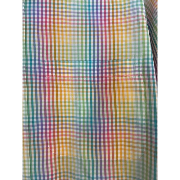 PAUL STUART Luxury Rainbow Multicolor Button Down Multicolor Checked Shirt L - Picture 4 of 10